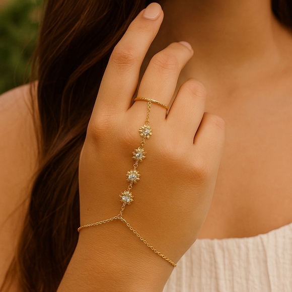 💥 Pretty Bird Hand Chain Bracelet with Crystal Accents - Adjustable (6"-8") - Picture 10 of 10